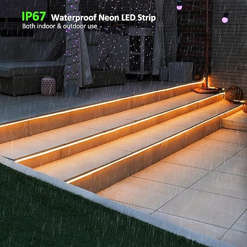 Miniatura 4 de JOYLIT Tira de luces de neón de 16.4 pies16.4 ft, 3000 K, blanco cálido, IP67, impermeable, 24 V, regulable, flexible, 0.157 x 0.394 in, 840 luces