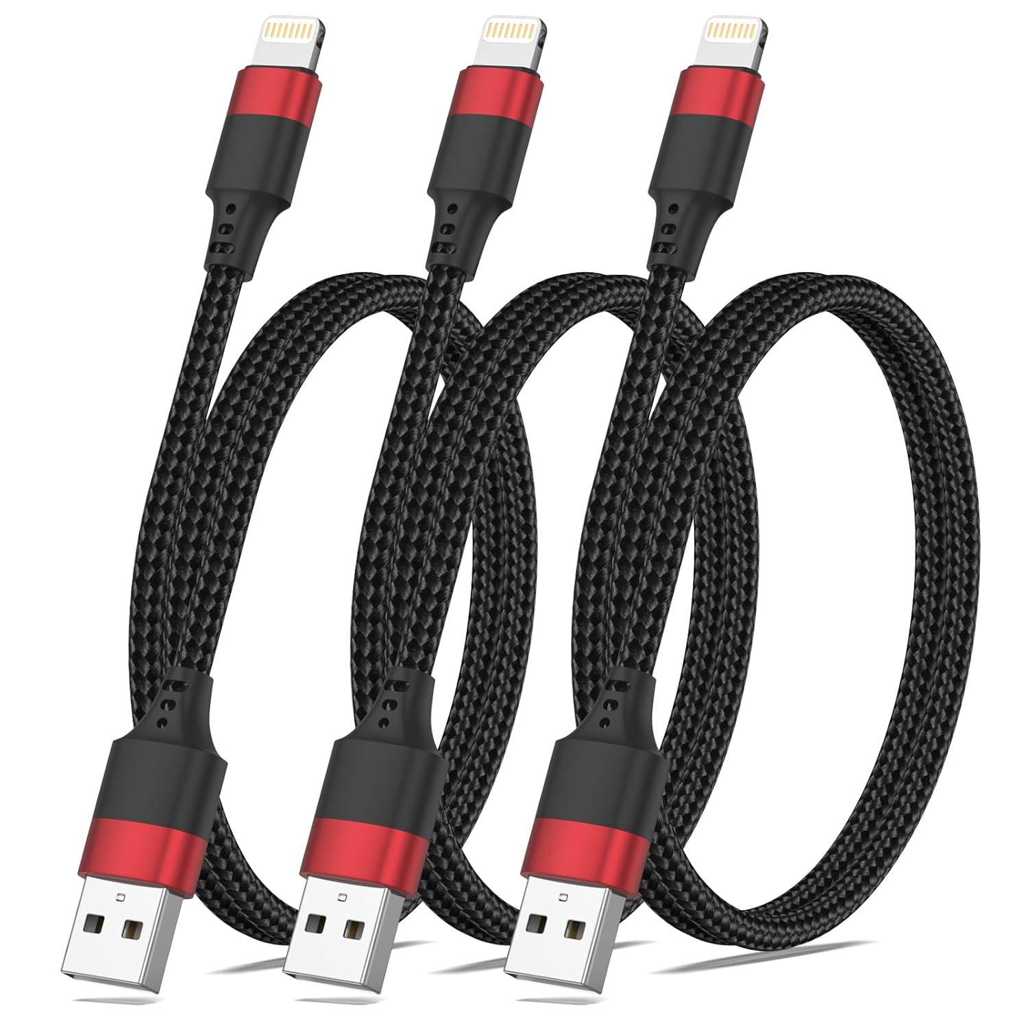 1 5ft iPhone 14 Charger Cord Braided MFi Certified USB to Lightning Data Transfer Cable 18 Inch 3