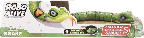 Miniatura 9 de Robo Alive ZURU Slithering Snake Series 3 Green - Juguete robótico de reptil iluminado con batería que se mueve (verde), 7150B