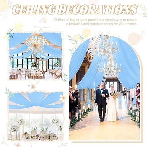 Miniatura 7 de FUHSY Cortinas de techo blancas para boda, cortina de techo de 5 x 10 pies, 4 paneles de tela para ceremonia de boda, tela transparente, cortinas