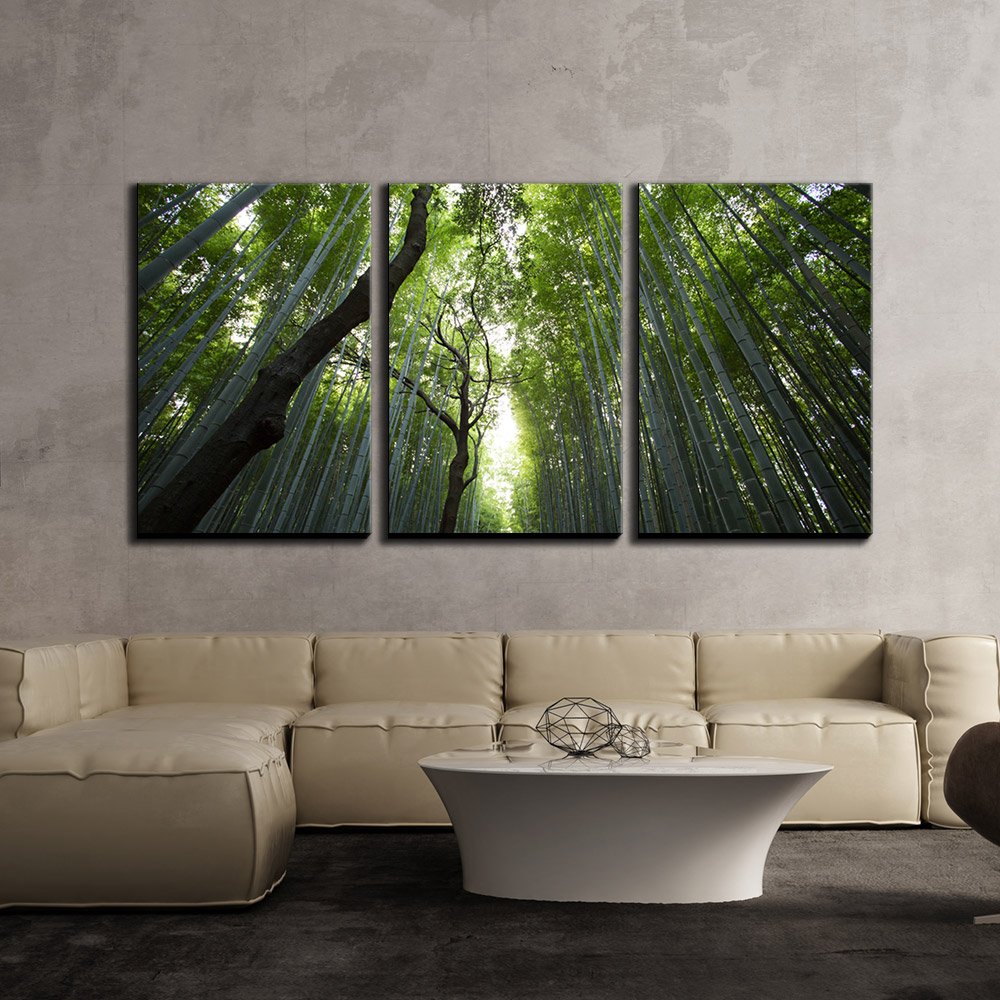 wall26 Canvas Print Wall Art Set Ground View of Light Through Bamboo Forest Nature Wilderness Photography Realism Rustic Scenic Colorful Travel for Living Room, Bedroom, Office - 246 Panels