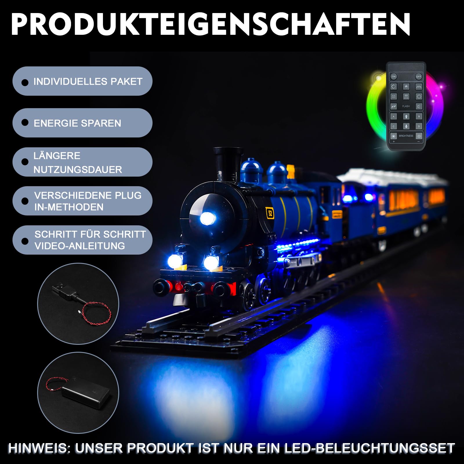 Zestaw oświetlenia LED BrickBling pilot zdalnego sterowania, kompatybilny z Lego The Orient Express Train 21344, zestaw oświetlenia dekoracyjnego do kreatywnych zabawek