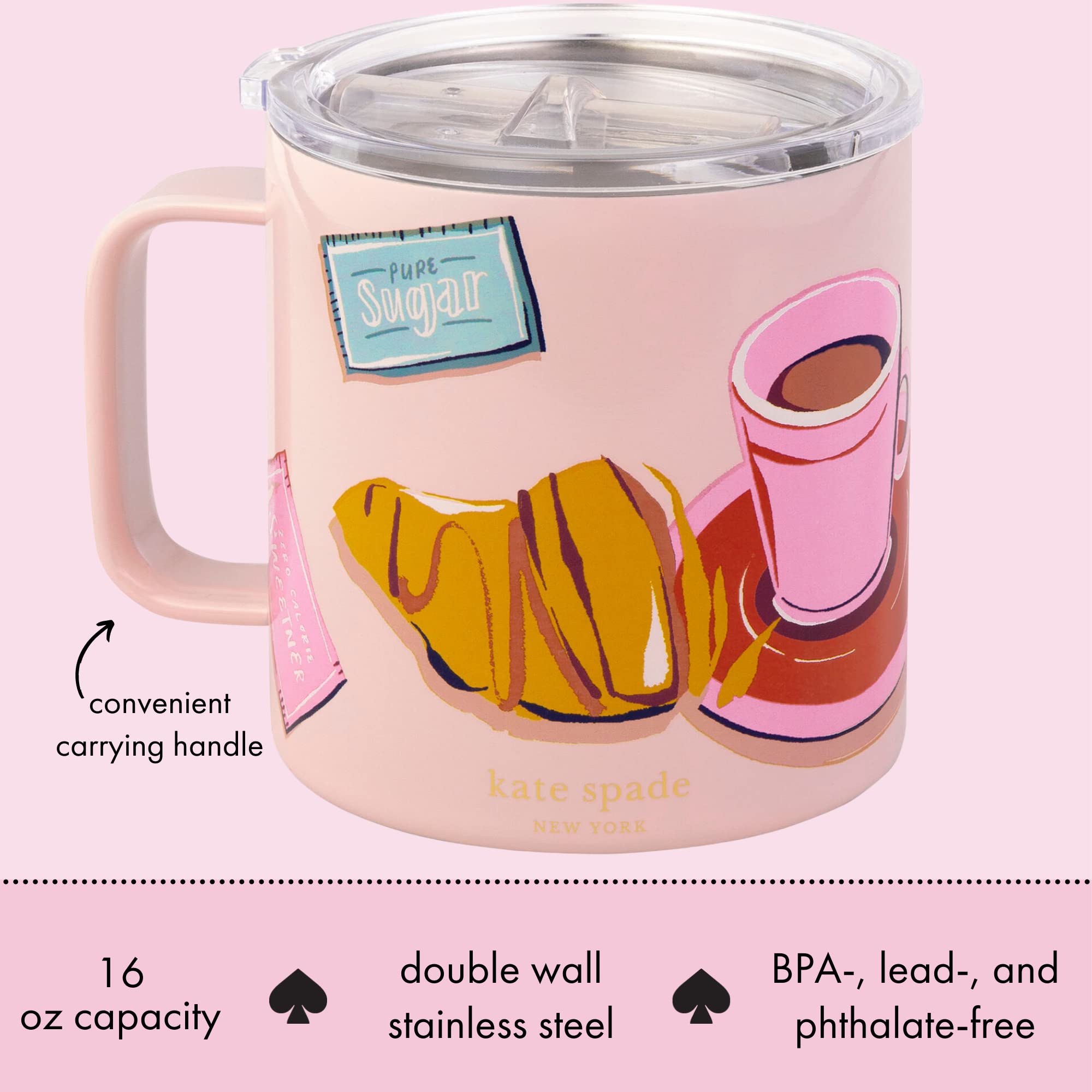 Amazon.com: kate spade new york Pink Stainless Steel Insulated Mug 