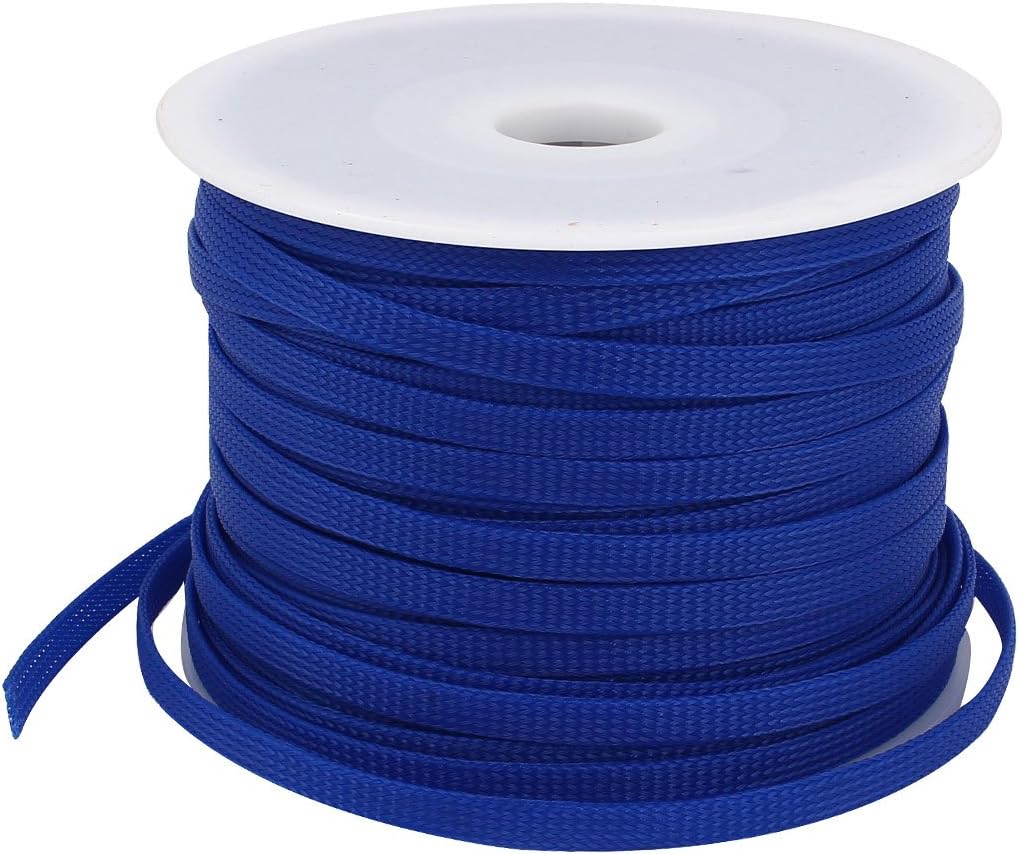Car Braided Blue PET Expandable Wire Cable Gland Sleeves 10MM Width