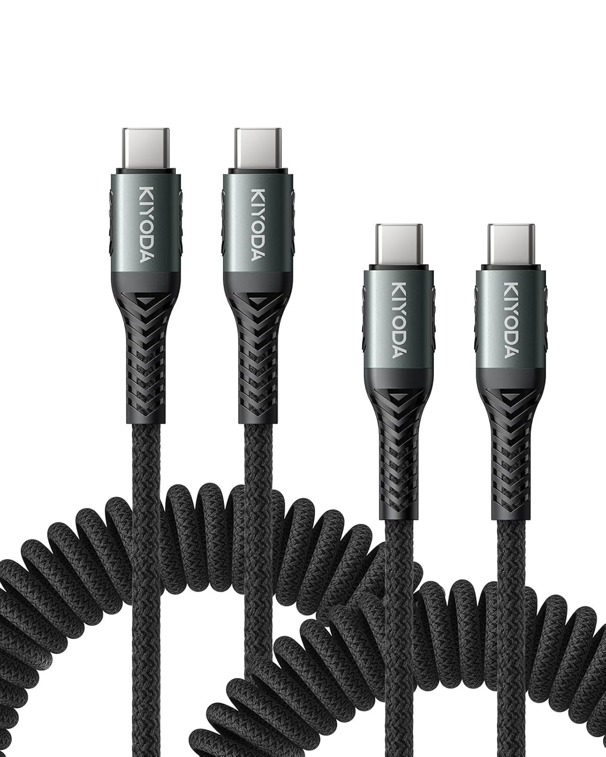 USB C to USB C Cable Coiled 6FT 2Pack Braided Type C Charger for Car 66W Fast Charging