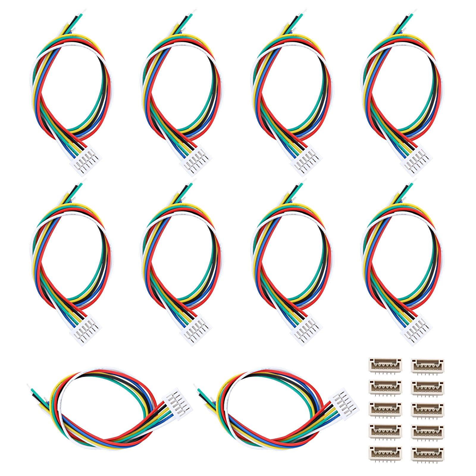 VGOL 10 works JST GH 1.25mm 6 Pin Plug Socket with 150mm 28AWG Wires Cables Male and Female Connector Adapter for Robots Lighting LED Strips