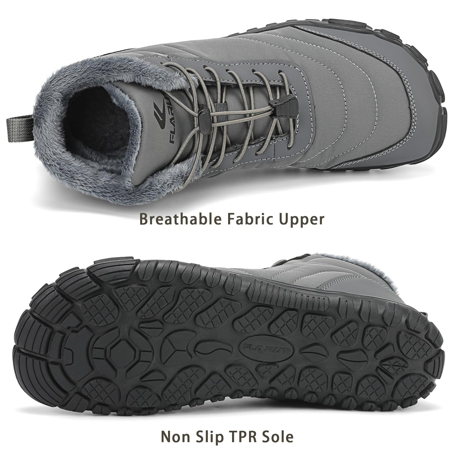 FLARUT Scarpe Invernali a Piedi Nudi Uomo Donna Barefoot Scarpe Foderate Caldo Scarpe a Punta Larga Resistenti all'acqua Scarpe da Trail Running Trekking InvernoStivali