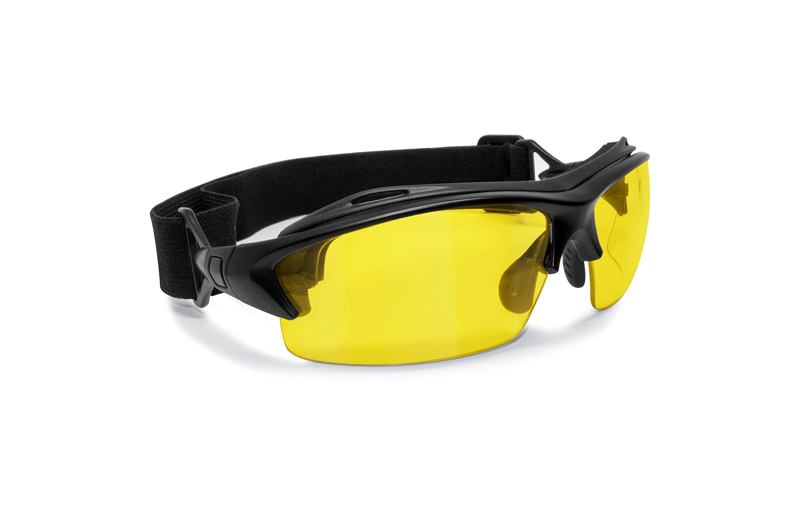 BERTONI Occhiali sportivi con 3 lenti antiappannamento inluse montatura e fascia elastica intercambiabili con clip per lenti correttive – modello 399