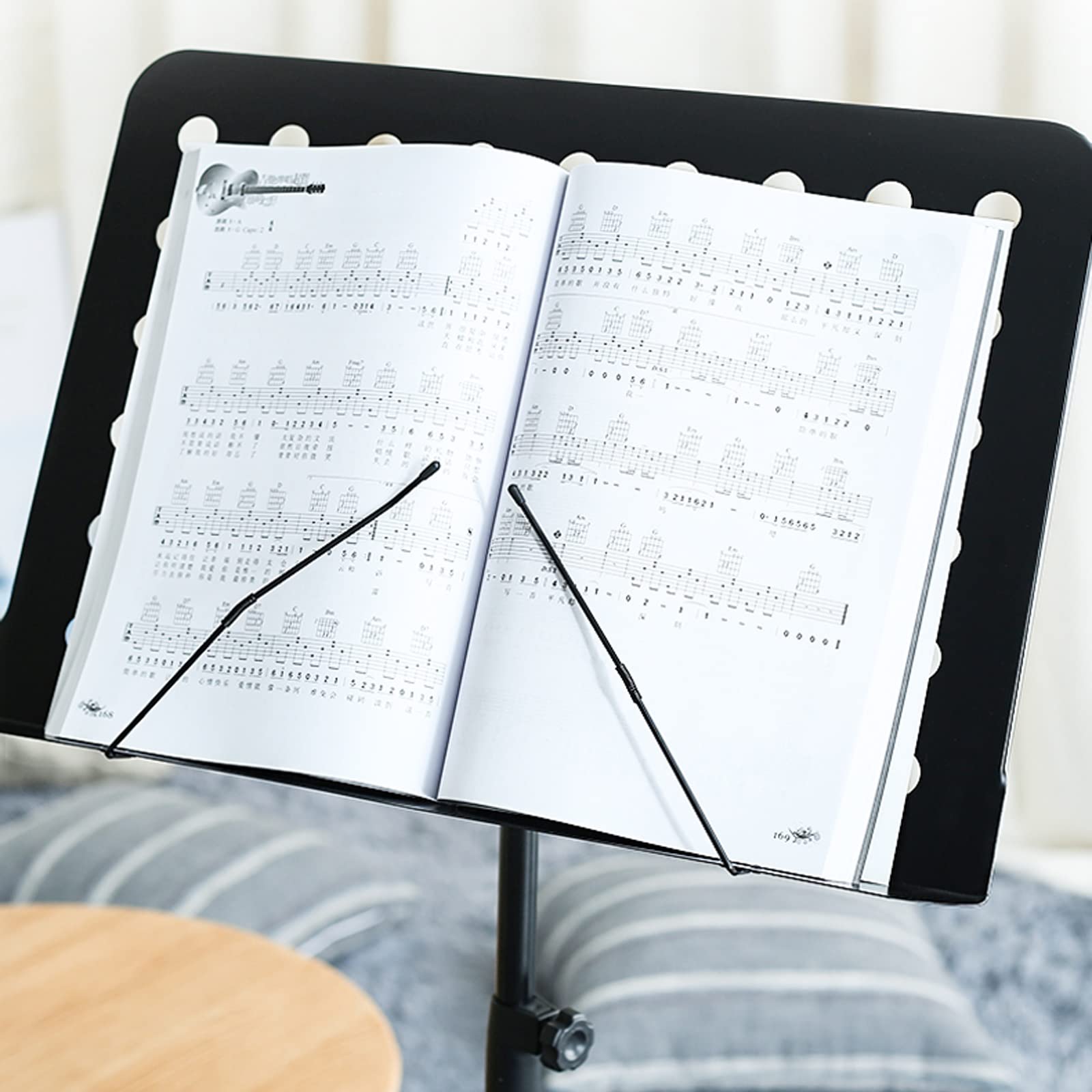 HJXGQJM Negro Atril para Partitura Plegable Portátil Musica Metalico Soporte De Ajustables con Bolsa De Transporte, Atril Metalico, Altura Ajustable, para Tocar Instrumentos, Teclado De Batería(Blue)