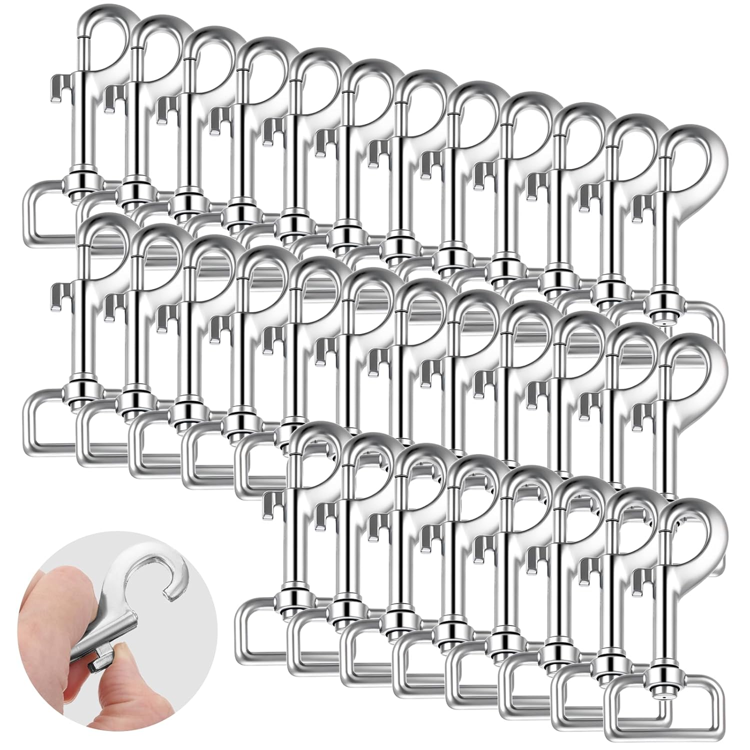 30 Pcs Swivel Snap Hooks for Dog Leash Heavy Duty 2.76 Inch Flag Clasp Single Ended Clip Hooks Multipurpose Bolt Snap for Keychain Camera Strap Linking Pet Leash (Delicate Style, 1 Inch Wide)