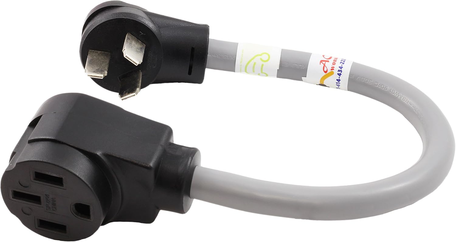 AC WORKS Electric Vehicle Charging Adapter for Tesla Use (L14-20 20A 4-Prong Generator to Tesla)