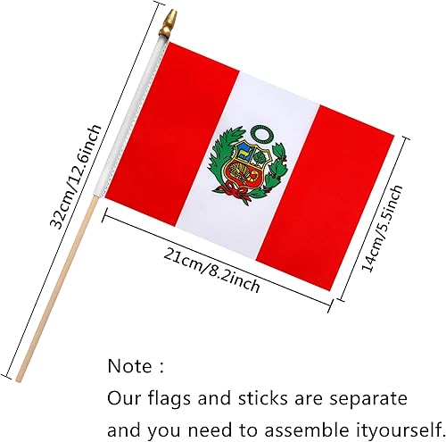 Miniatura 2 de TSMD Mini banderas de mano con bandera peruana, 5 x 8 pulgadas, paquete de 12