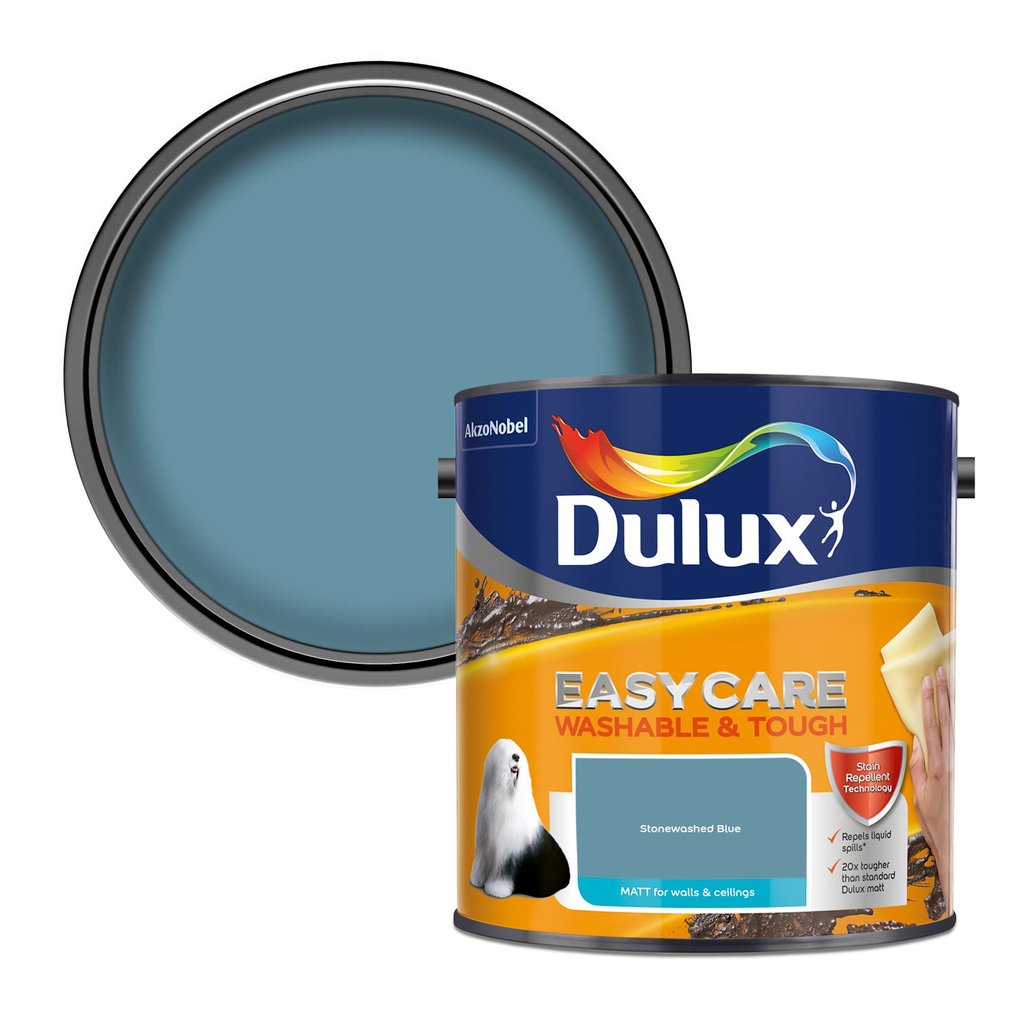 B&Q -  Easycare Stonewashed Blue Matt Wall Paint2.5L