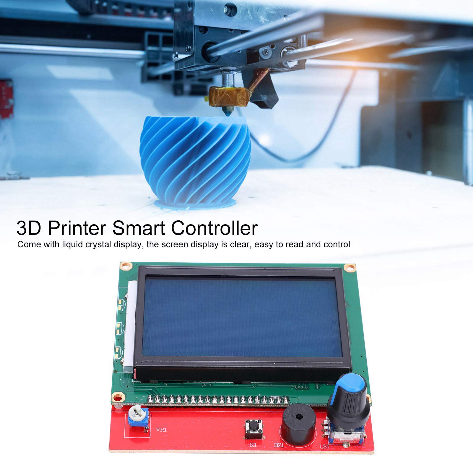 Carte contrôleur d'affichage Intelligent Graphique LCD 12864, Carte contrôleur Intelligente pour imprimante 3D, avec câble, pour imprimante 3D RepRap RAMPS 1.4