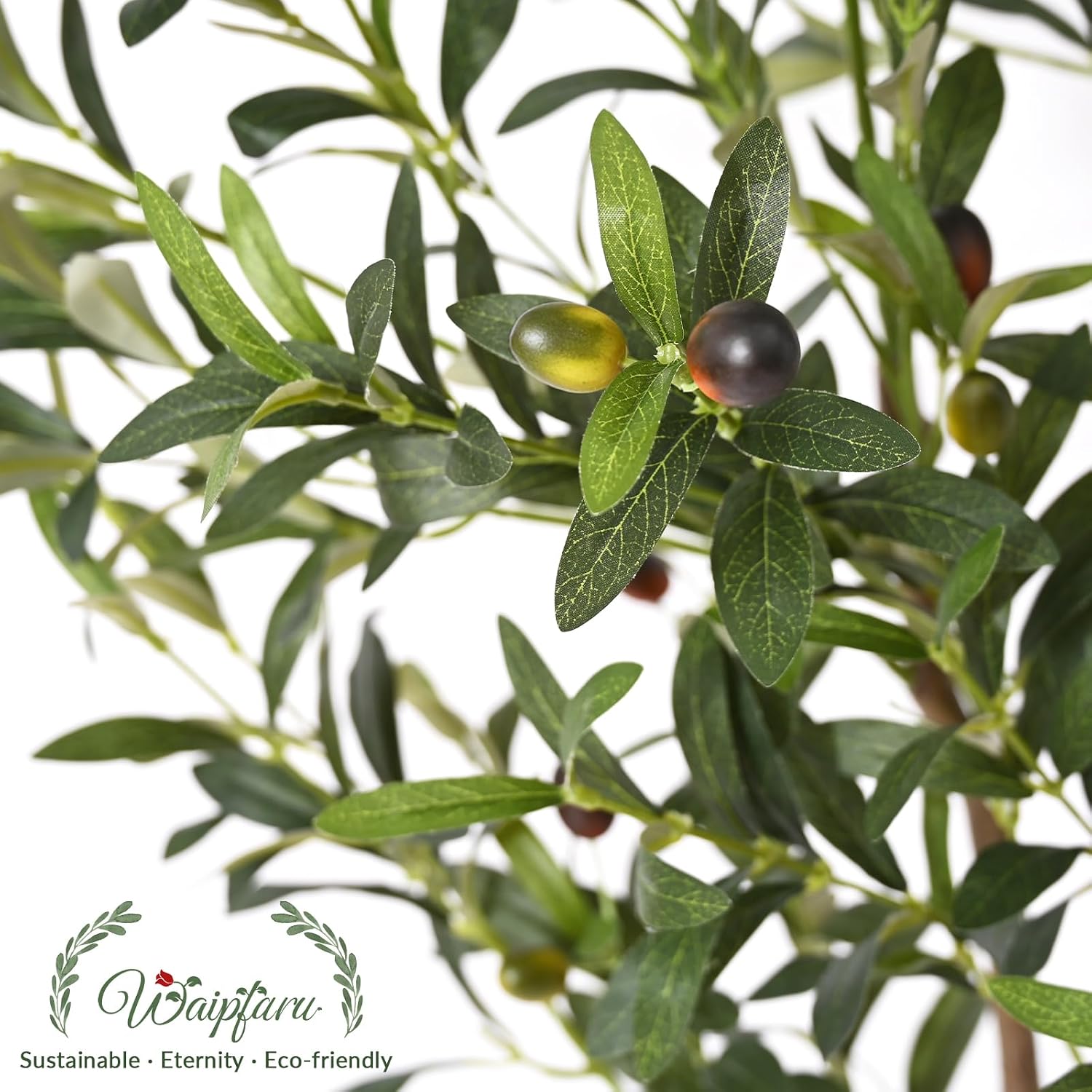 7FT Olive Trees Artificial Indoor with Planter&Basket, Tall Faux Olive Tree | Artificial Faux Plants Indoor with Natural Wood Trunk and Lifelike Fruits for Home Decor, Office, Living Room, Entryway Decor