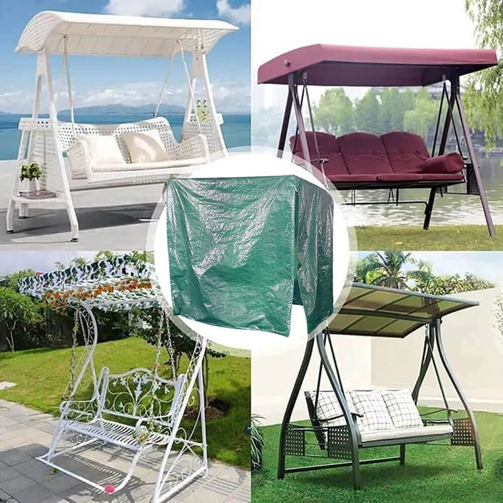 RICHIE 3 Sitzer große Gartenschaukel Abdeckung mit Reißverschlüssen, wasserdicht, staubdicht, Hängematte Garten Abdeckung Grün (215x150x150cm)