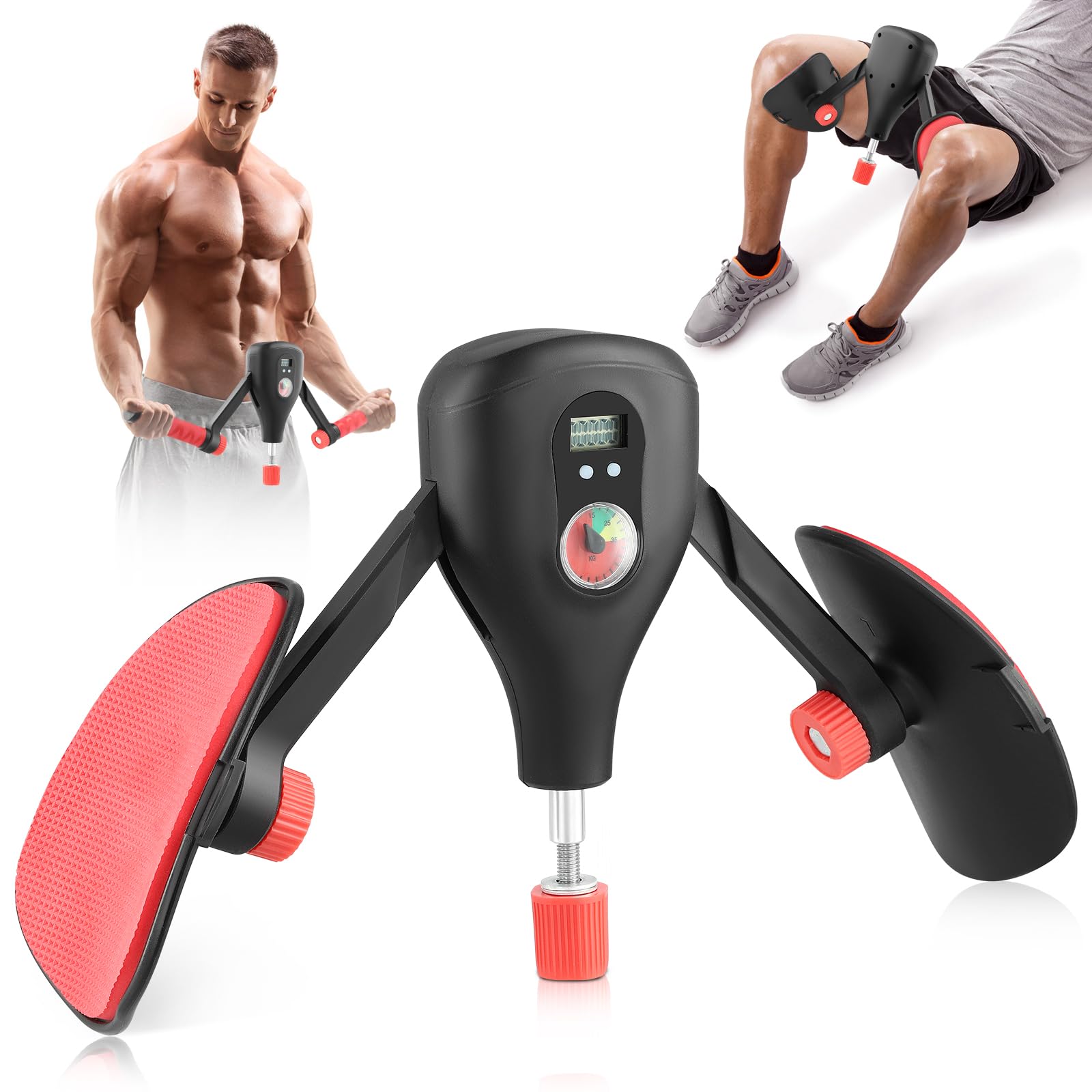 Thigh Trainer 0-77 lbs Adjustable Resistance, Pelvic Floor Trainer with Fixed Leg Straps and Replaceable Handle, Hip Kegel Strength Training Equipment, Buttock Arm Training