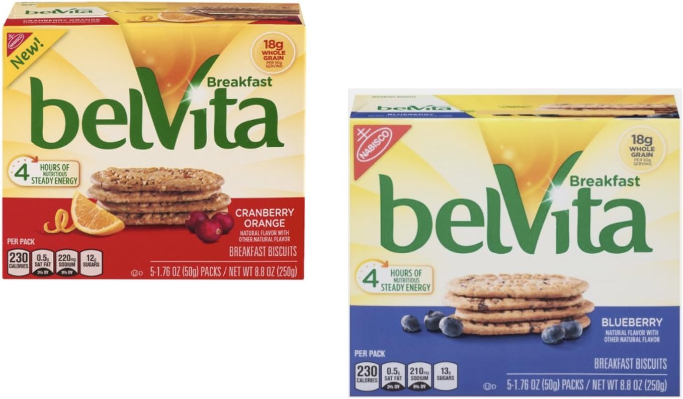 BelvitaBreakfast Biscuits Cranberry Orange + Blueberry Variety Pack, 2 X 8.8 Oz Boxes
