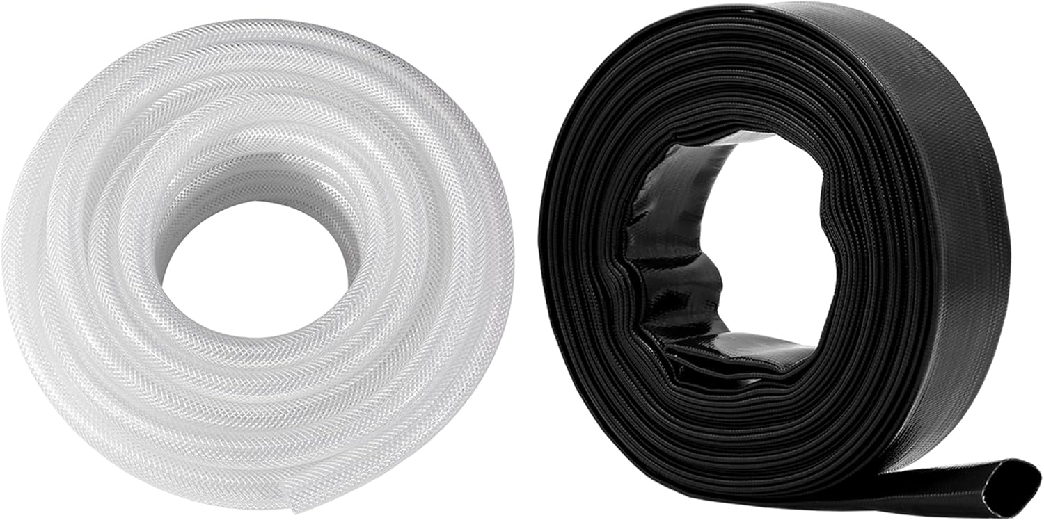 Buy DAVCO Reinforced PVC Black Lay Flat Water Hose, Clear Braided