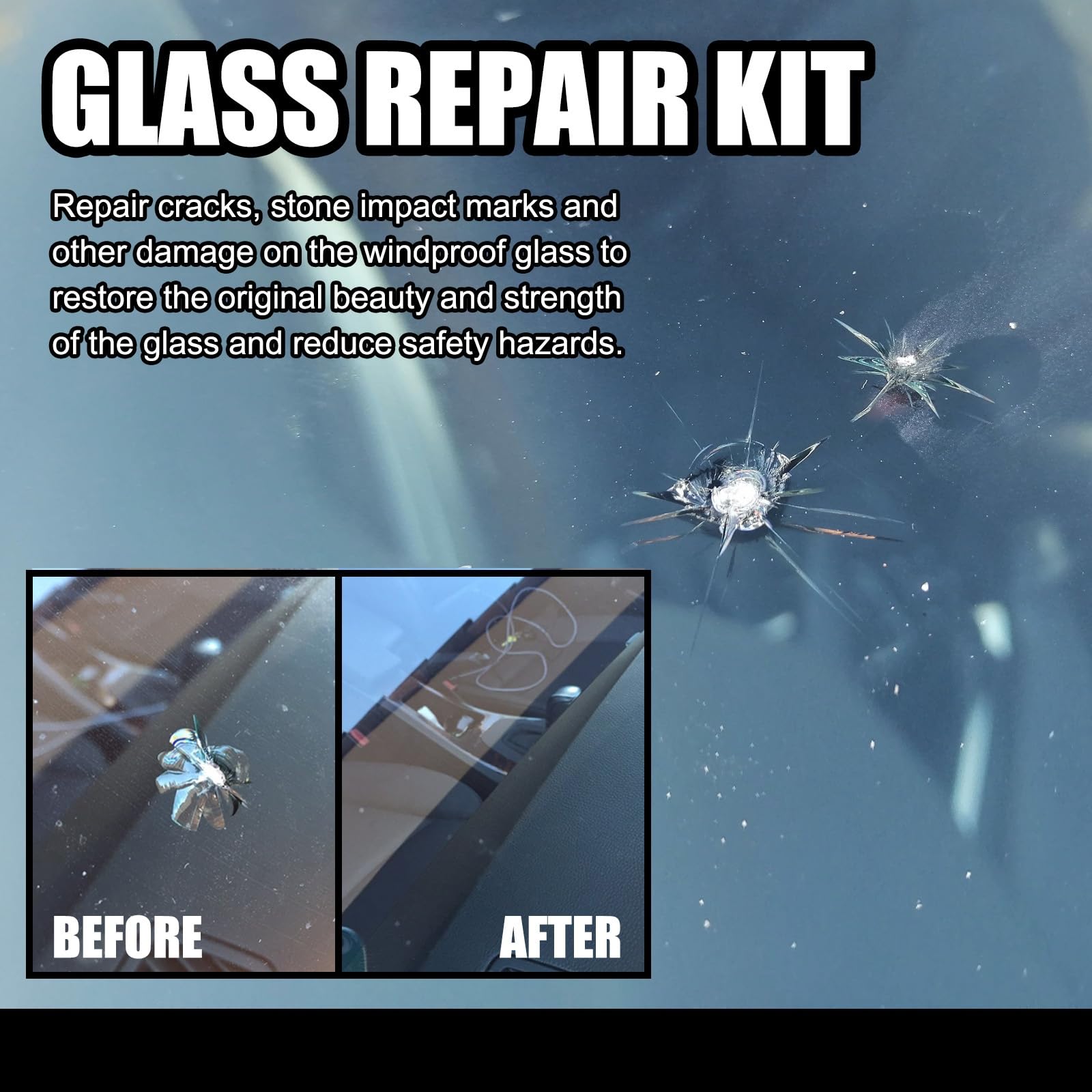 Windscreen Chip Repair Kit,Windscreen Repair Kit,DIY Glass Cracked Windshield Repair Kit,Advanced Glass Repair Kit for Windscreen Scratch Repair,Glass Scratch Remover for Cars,Glass Crack Repair — view 7