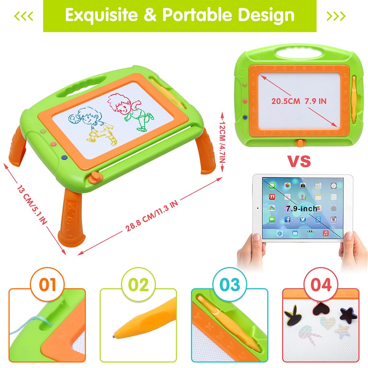 Magnetic Drawing Board Kids Magnet Drawing Board Travel Size Toddler Toys  Sketch,green，G114315