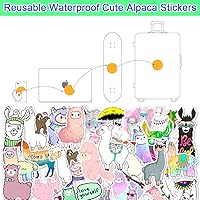 Vista 8 de Calcomanías de vinilo estéticas de llama para adolescentes y niñas, 50 unidades, mate, reutilizables, impermeables, lindas calcomanías de alpaca