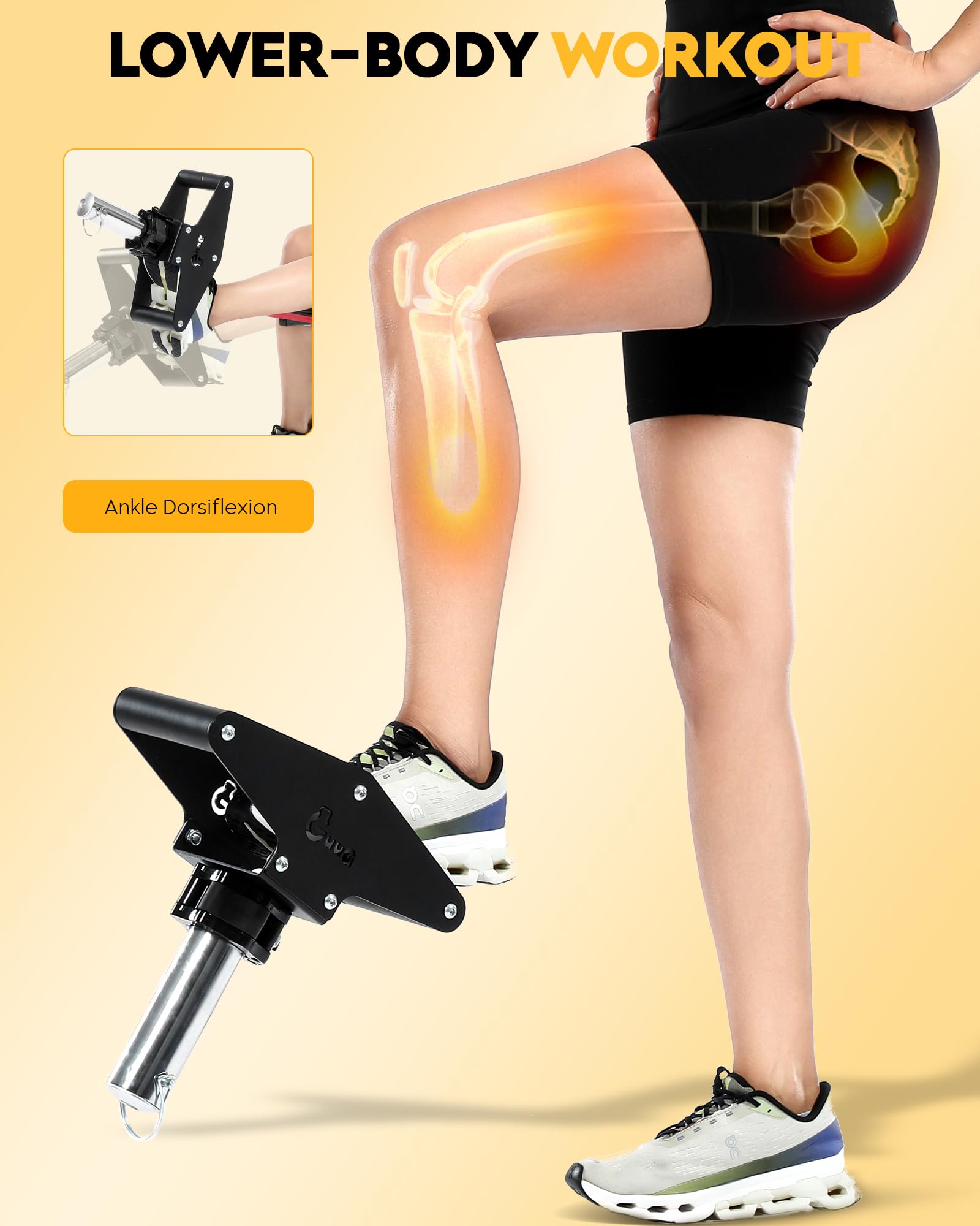 GuuG Tib Bar Tibialis Trainer: Schienbeintrainer Wadendehner Knees Over Toes Bein Trainingsgerät Knöchel Krafttraining Shin für Fitness Training Gym Zuhause 25/50 mm Olympische Gewichtsscheiben