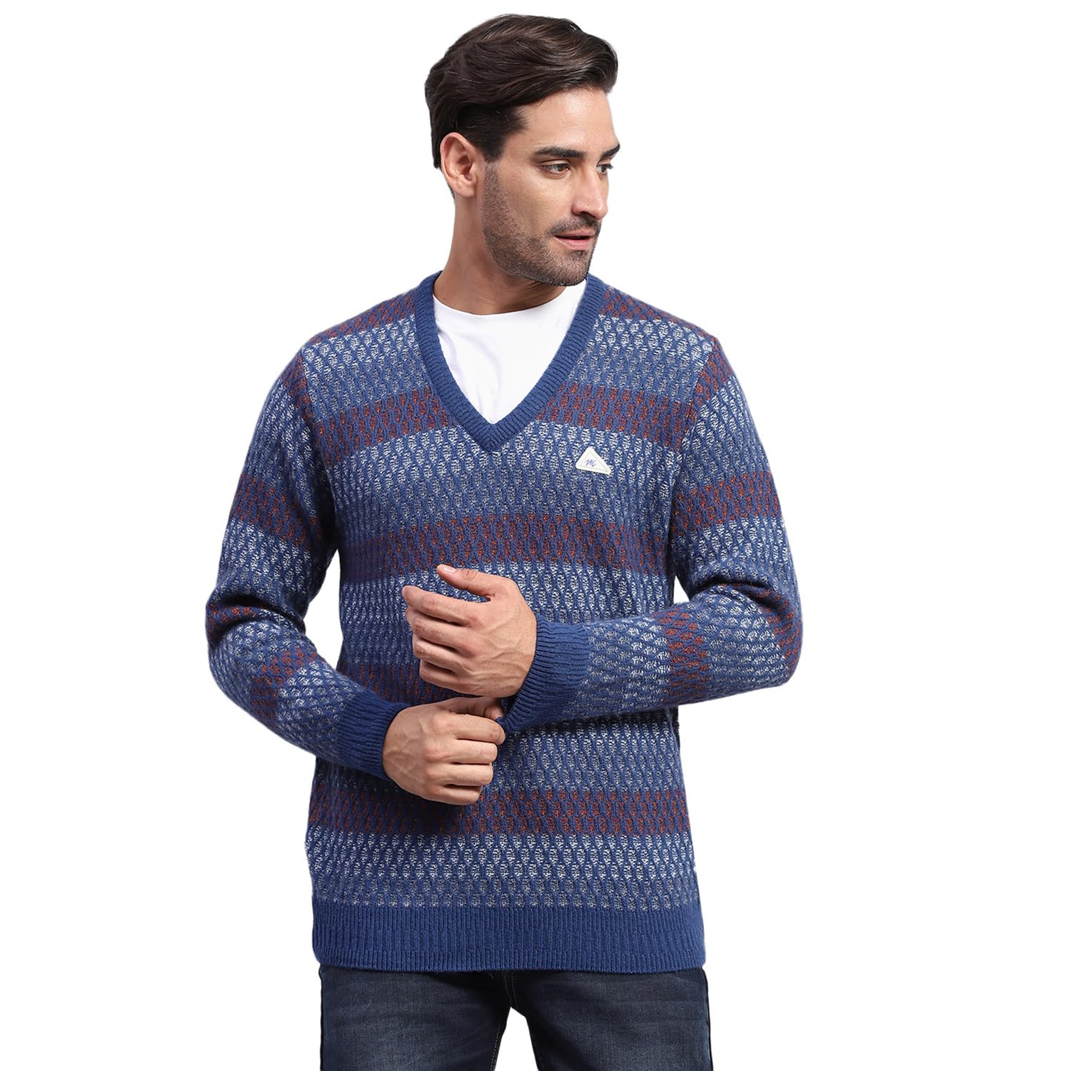 Mens Self Design V Neck Full Sleeve Pullover (1243169VN)-image-48