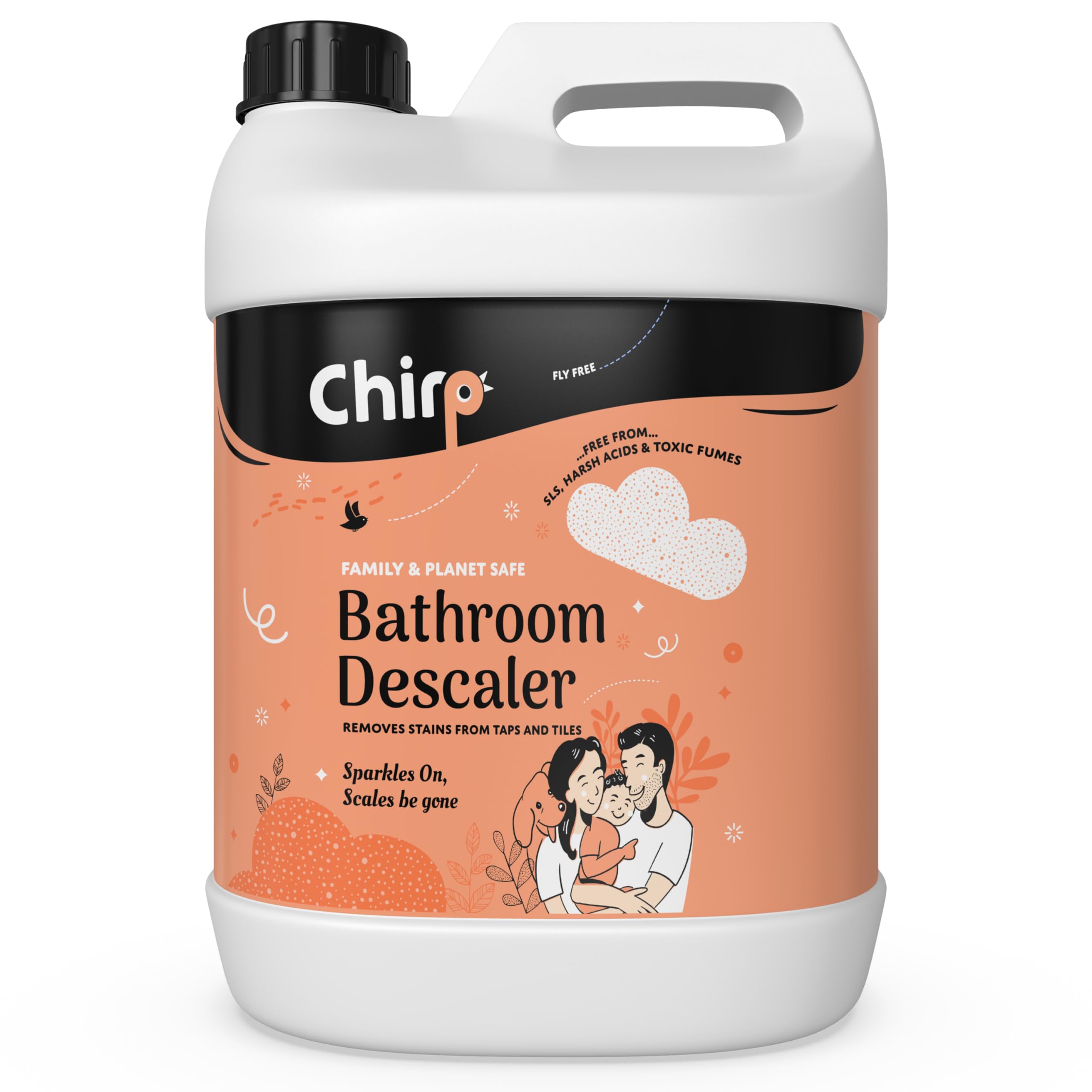Chirp Bathroom Descaler Spray- Lime scale Remover for Bathroom (5 Lits), Hard water stain on Tiles, Taps, Shower, Faucet, Shiner and Limescale Remover