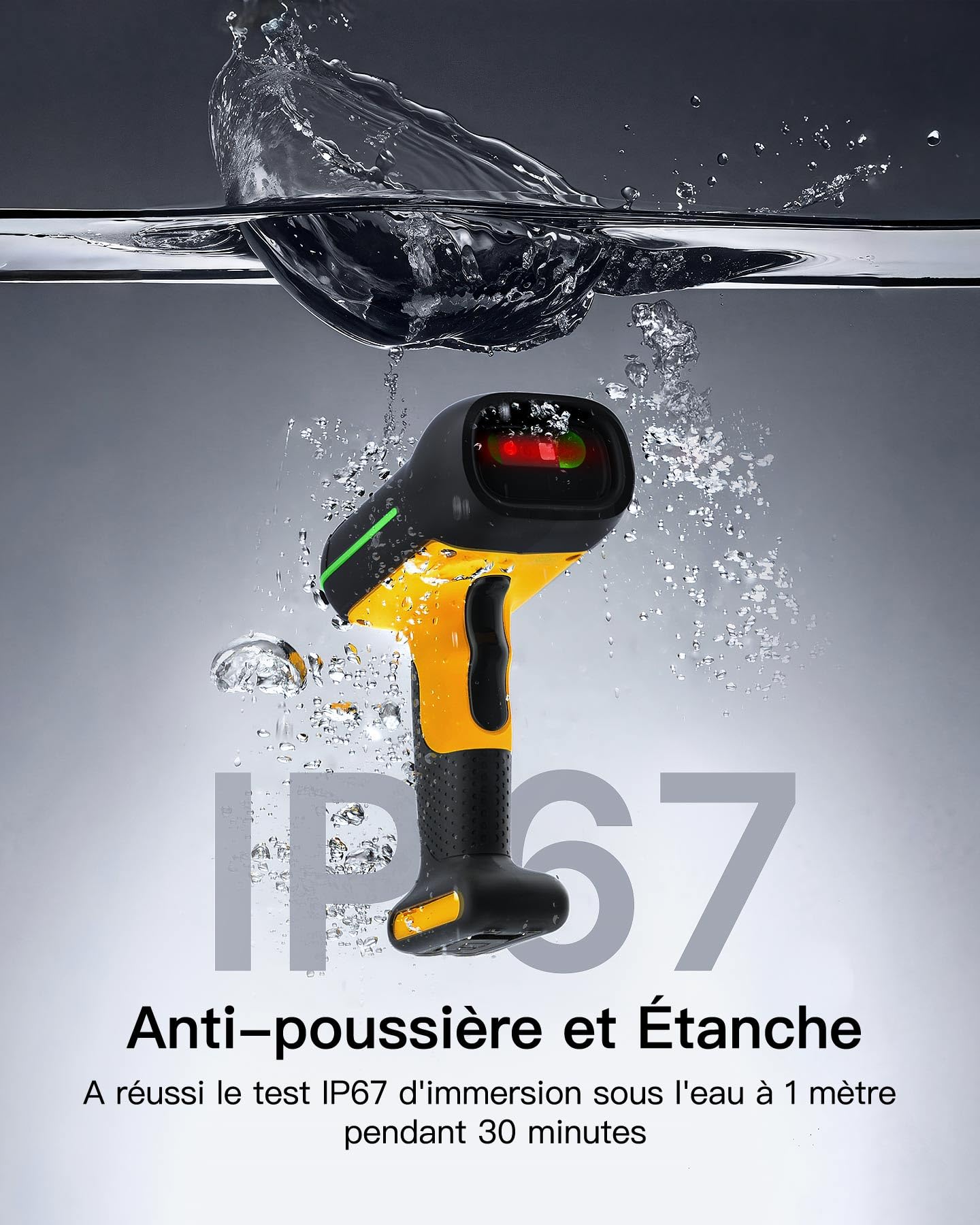 Inateck Lecteur Code Barre sans Fil 1D 2D QR IP67 2600mAh BCST-75S