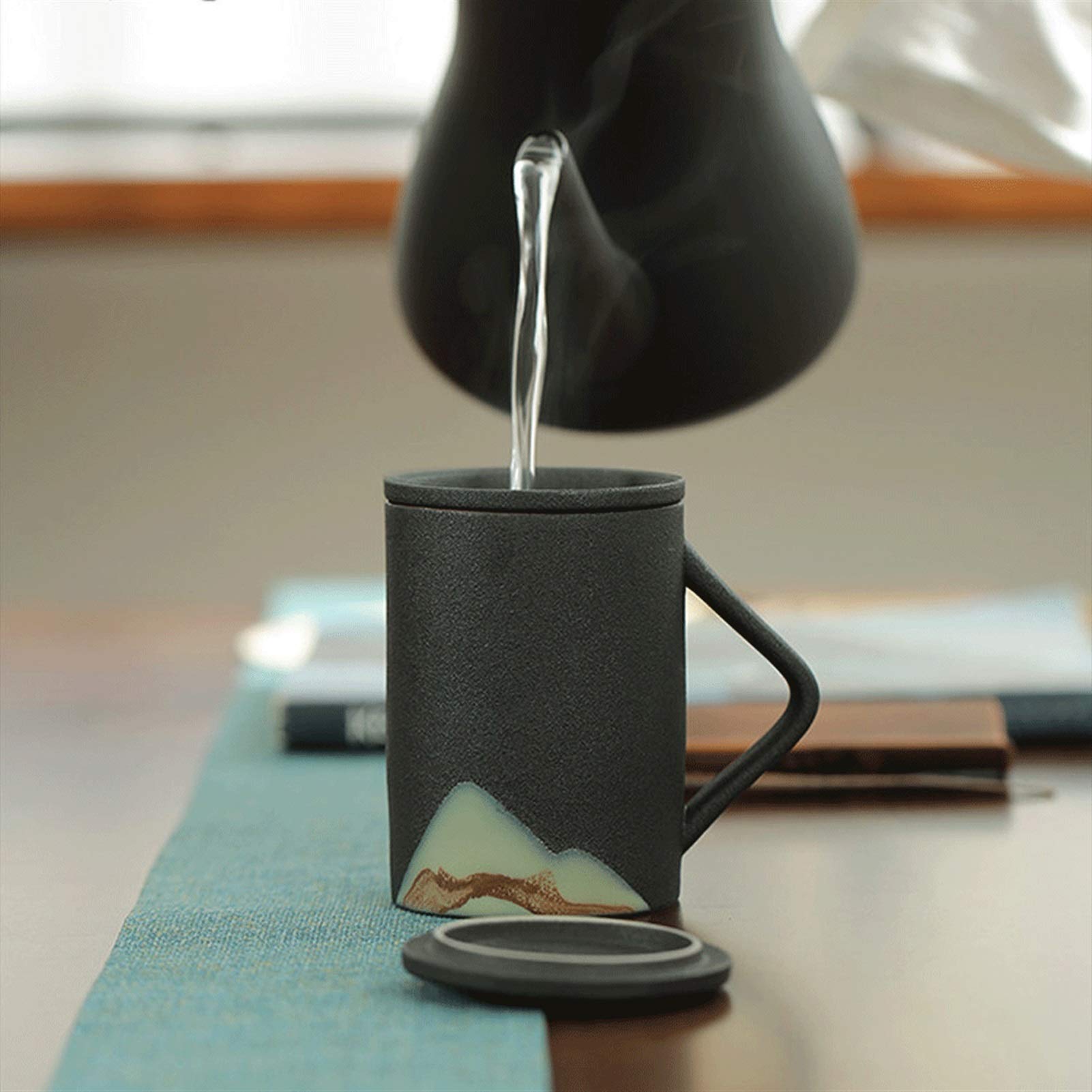 Tasse a Cafe/Mugs Cafe Coupe En Céramique Simple De Style Japonais Avec Bureau De Couvercle Filtre Créatif Tasse À Thé Coupe Du Thé Personal Ménage Tea Tea 250 Ml Tasses de Petit Déjeuner ( Color : No