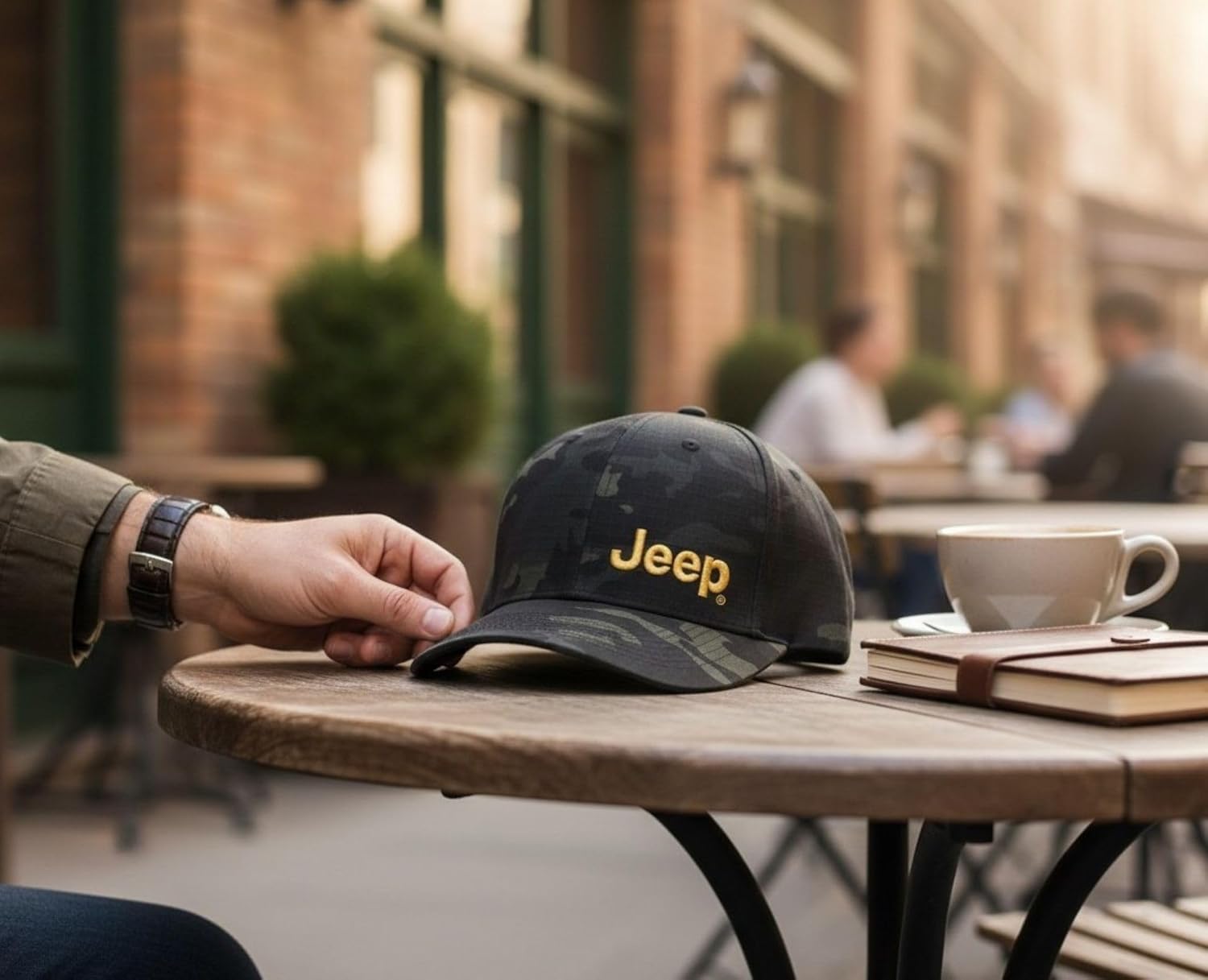 Jeep Officially Licensed Black Camo Hat | Structured Snapback Cap for Men | Ripstop Fabric