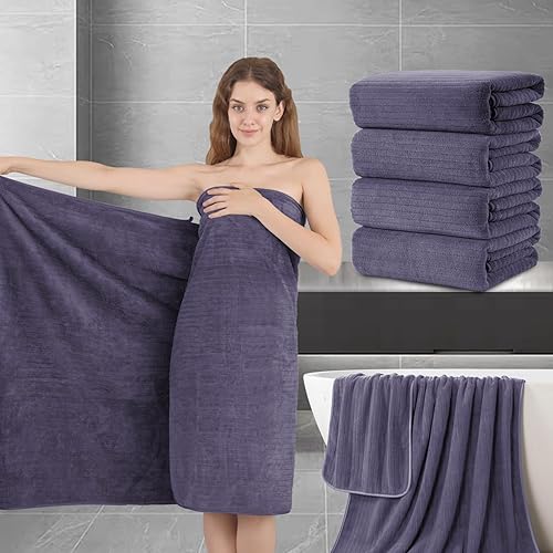Miniatura 10 de Juego de toallas de baño de 8 piezas, 2 toallas de baño de gran tamaño, 2 toallas de mano, 4 toallas pequeñas, juego de toallas suaves extra grandes