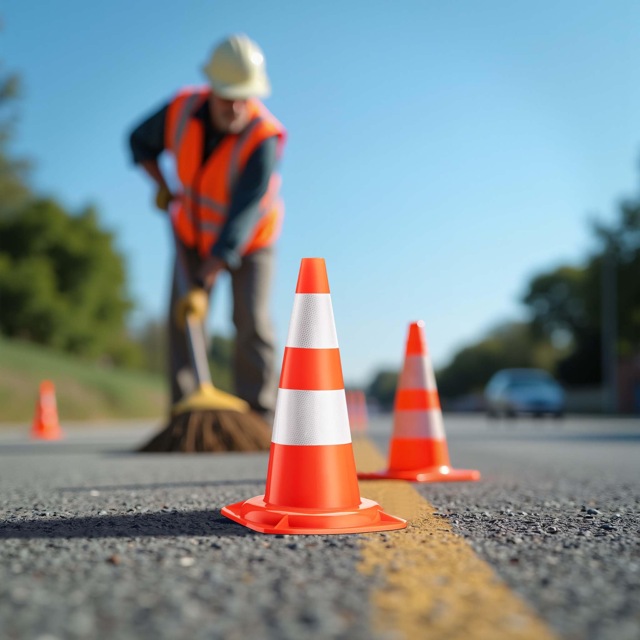 Wiltec Cônes de signalisation 50 cm de haut, lot de 6 pièces, cônes de signalisation pour sécuriser, pylônes réfléchissants en PVC robuste pour chantiers