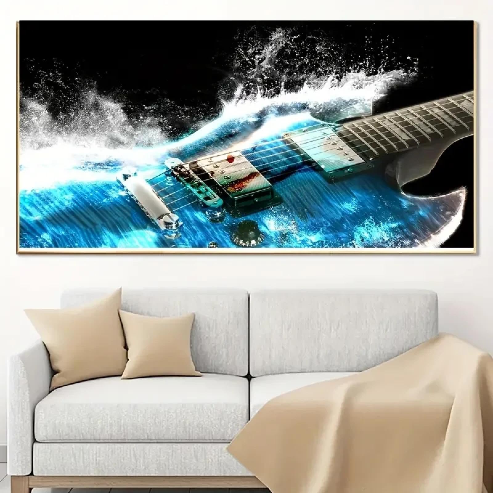 BMGKYAGL Stampa su tela a tema musicale Poster Strumento musicale Chitarra Dipinto su tela Arte murale Opera d'arte Parete 90x180cm Senza cornice