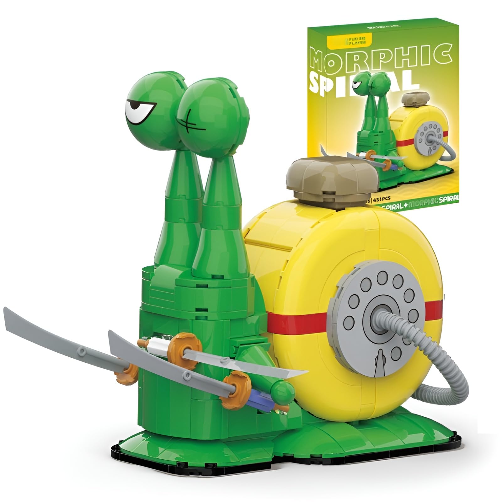Transponder Snail Building Block Set, Anime Green Pirate Phone Insect Model