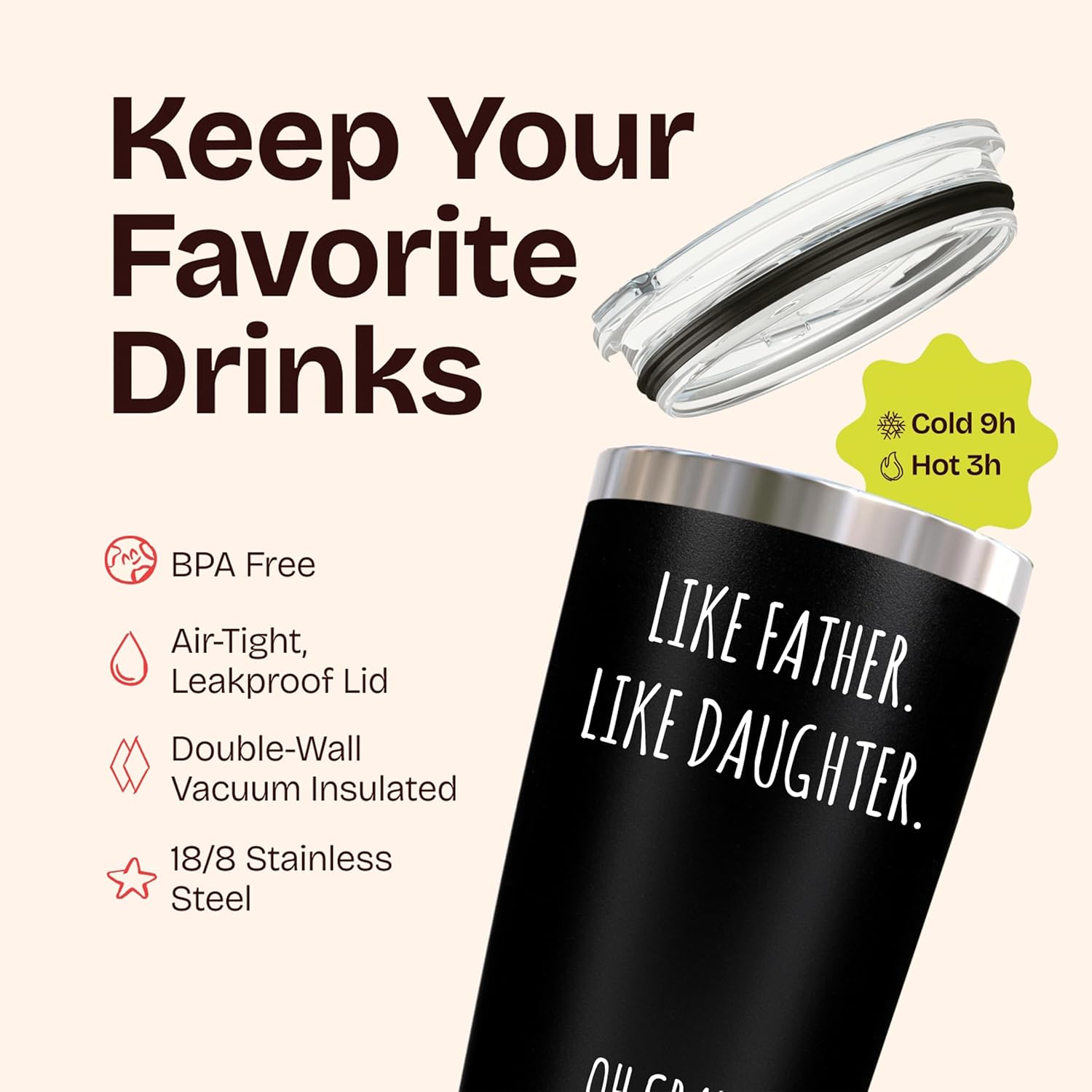 KLUBI Dad Birthday Gifts from Daughter - Like Father Like Daughter Oh Crap Mug Funny Father's Day Gifts 20 Ounce Fathers Tumbler Fathers Day Drinking Cup from Children Girl Dad Travel Mug Gift - Image 5