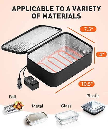 Miniatura 3 de Calentador de alimentos portátil  Fiambrera térmica para adluts  Lonchera térmica eléctrica con asa de hebilla, bolsas calentadoras de alimentos