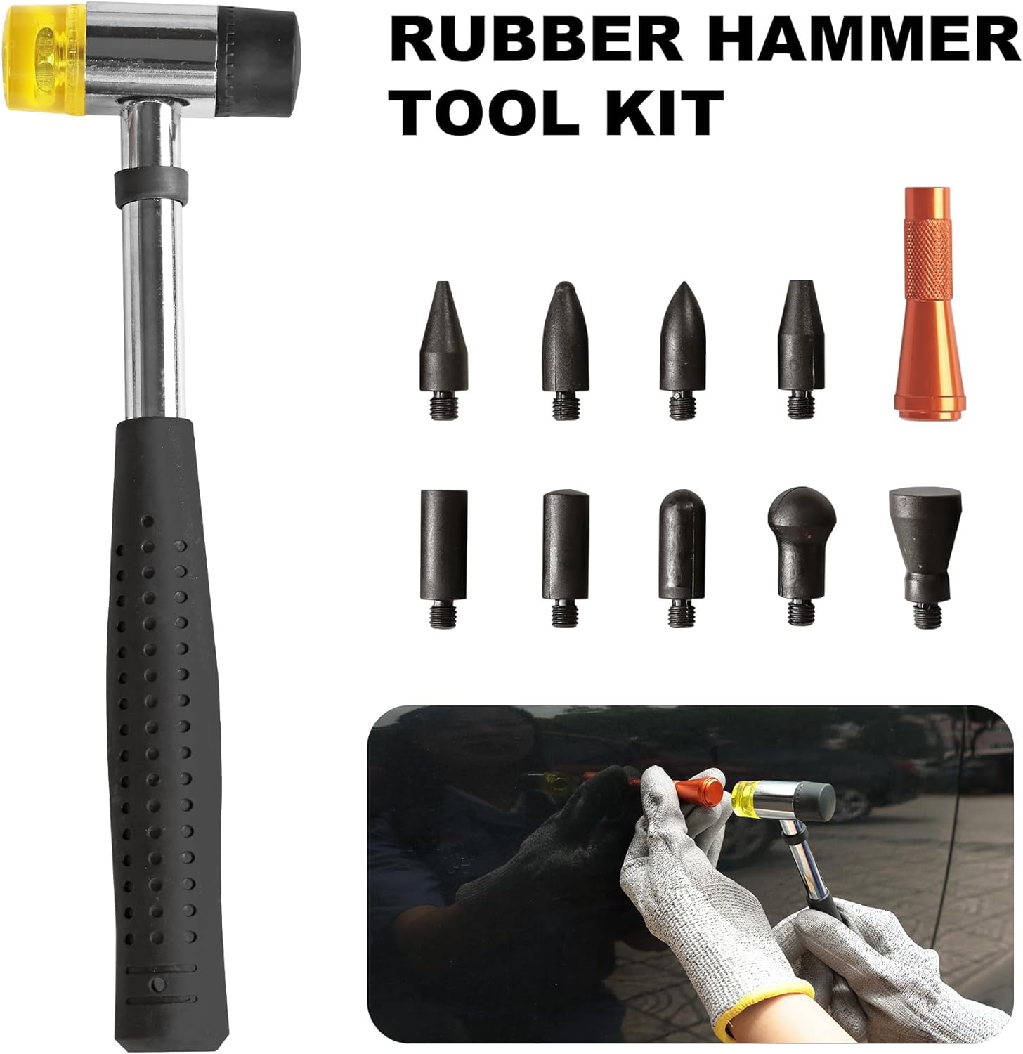 Big RED 56-Piece Paintless Dent Repair Kit, Adjustable Golden Lifter & Bridge Puller for Car Dents, Door Dings on Auto Body & Metal Surfaces