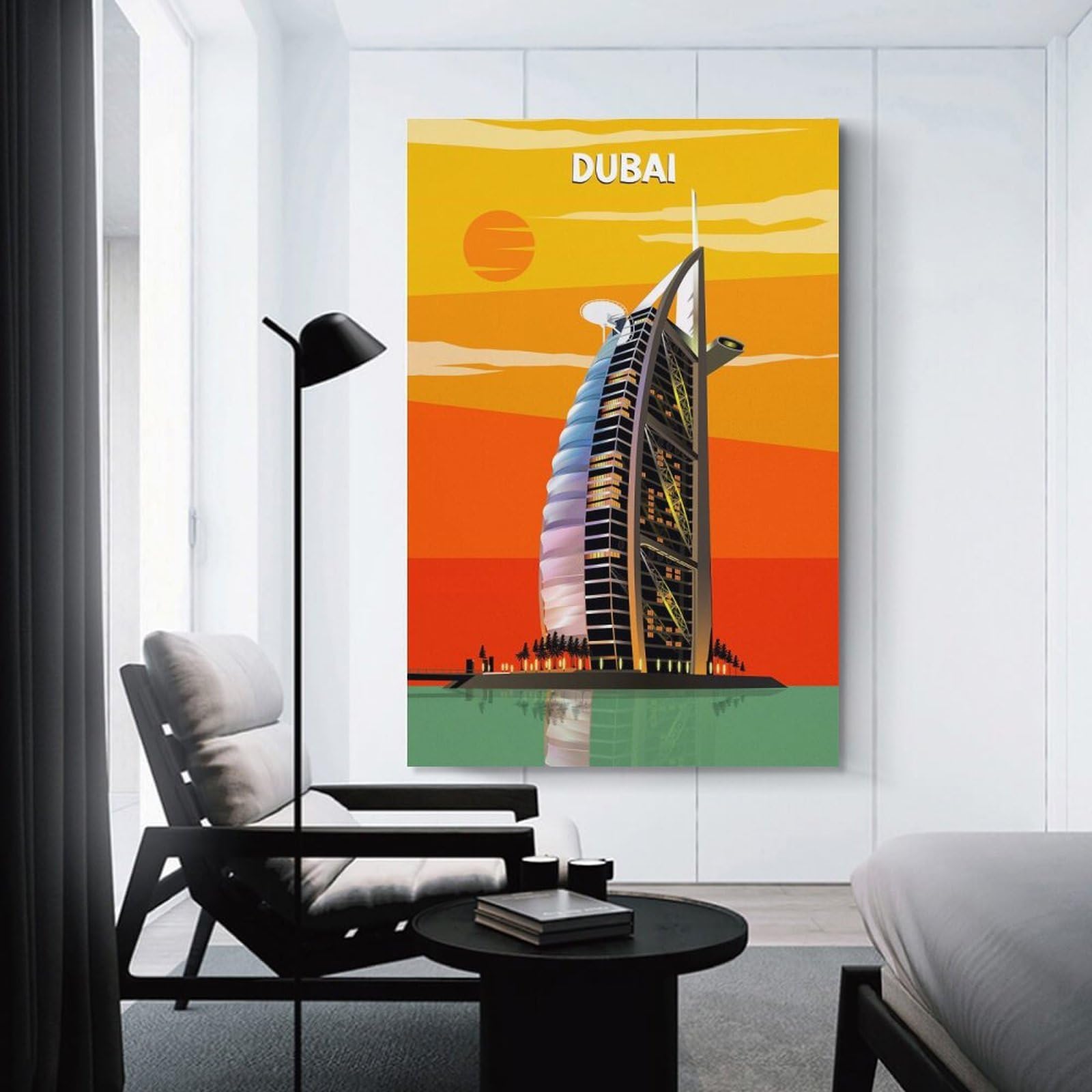 Junmoney Unframe-Style-3 Dubai Art Poster Design Decorative Canvas Print 20X30inch(50X75cm), For Corridors, Hallways Or Apartment Entries, Decorative Wall Art For Narrow Spaces