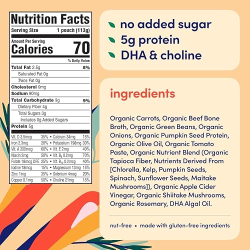 Miniatura 2 de Cerebelly Bolsas de comida para bebés  Caldo de hueso de carne de zanahoria + romero (6 unidades)  Snacks saludables para niños  Purés orgánicos de