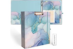 Green Marble Binder - 2 Inch 3-Ring Binders with Dividers, Clipboard and File Folder Labels