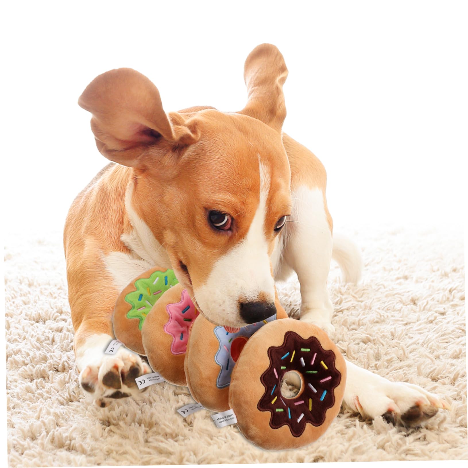COLLBATH Hundespielzeug Quietschgeräusche Kauspielzeug Niedliche Form Plüschdonuts Interaktives Haustierspielzeug Welpen Große Hunde
