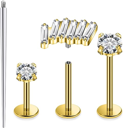 Xnsjeyy 18G Astm F136 Titanium Internal Thread Flat Back Ear