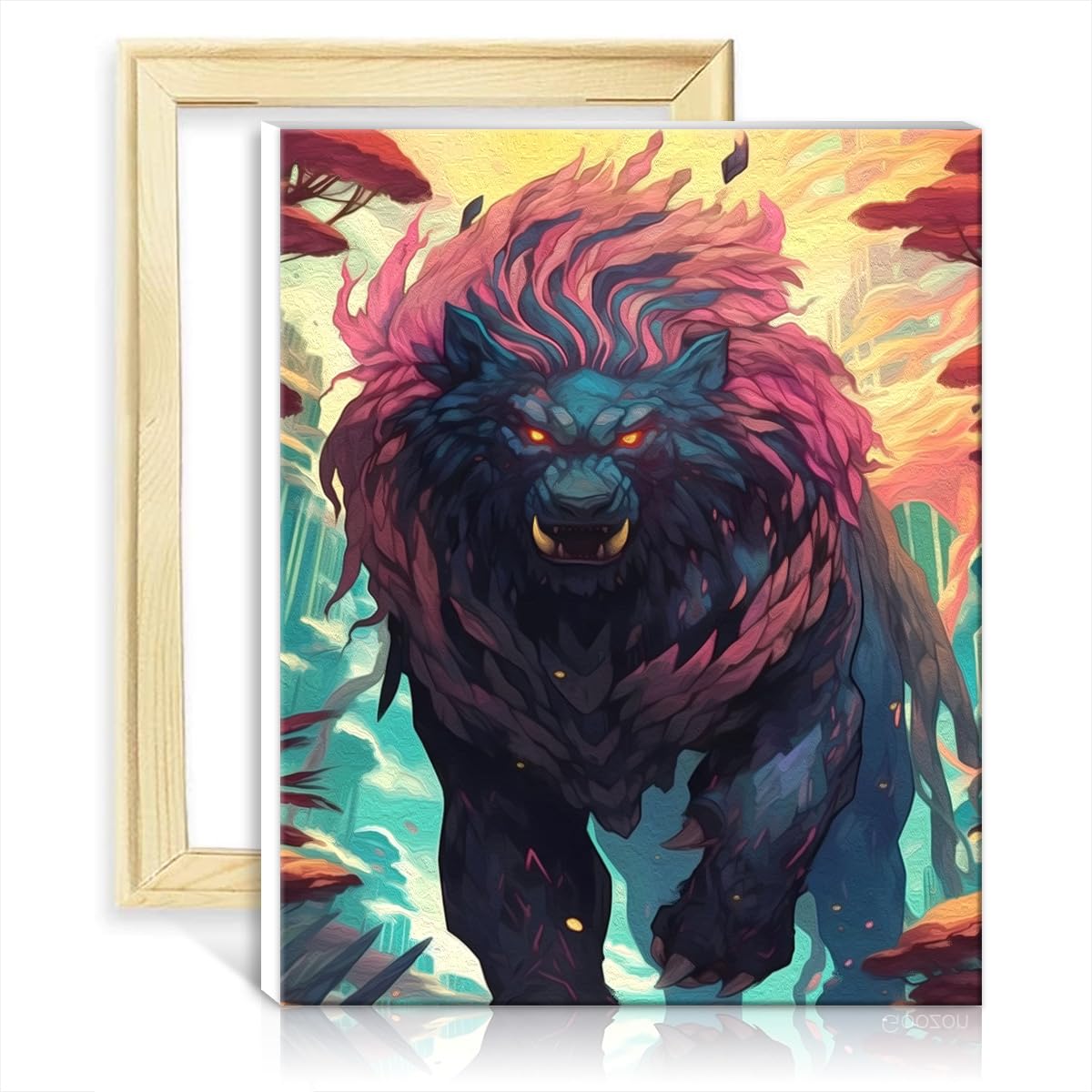 TANGFEIY Oil Painting Kit Paint by Number Paintting Black Lion Monster Kids Adults Paint by Number Kits Picture for Home Wall Decor Gifts No Frame(30x40cm)