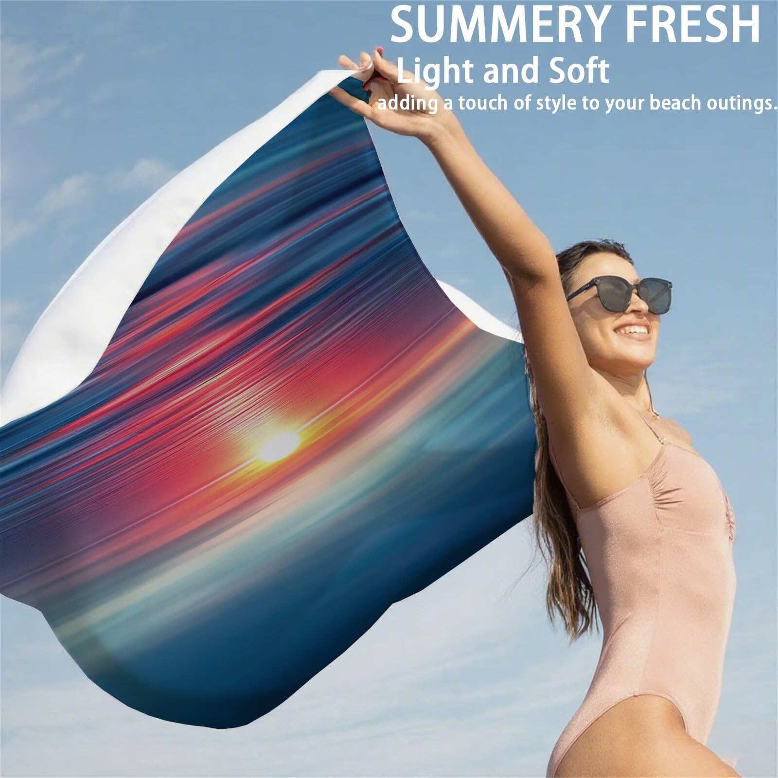 Mikrofaser Strandtuch 90x200cm, Sonnenuntergang Strandtuch Landschaft Saunahandtuc 2 Stück Stranddecke Sandfrei, Schnell Trocknendes, Saugfahiges Strandmatte für Reise Urlaub Schwimmen Camping OC-685