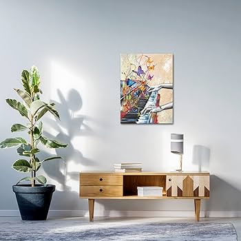 VANSEEING Vintage Music Wall Art Retro Piano Painting Art