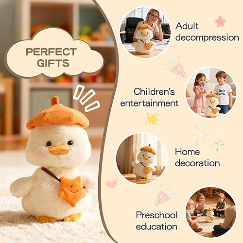 Miniatura 7 de Juguete interactivo de felpa de pato parlante para bebé, juguetes para niños y niñas, regalos cantando imitando lo que dices, pato con 8 canciones