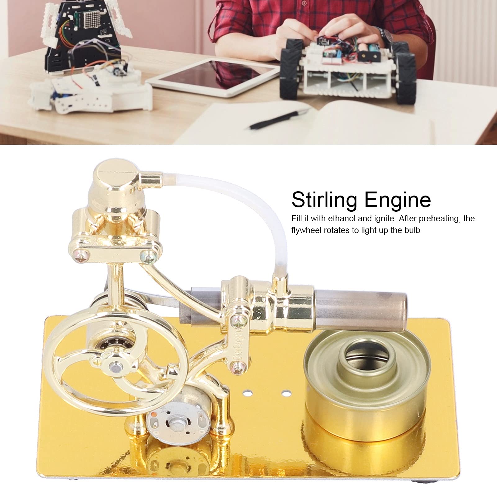Mini motore Stirling modello motore a vapore giocattolo educativo regalo per progetti scientifici decorazione desktop ferro RGB