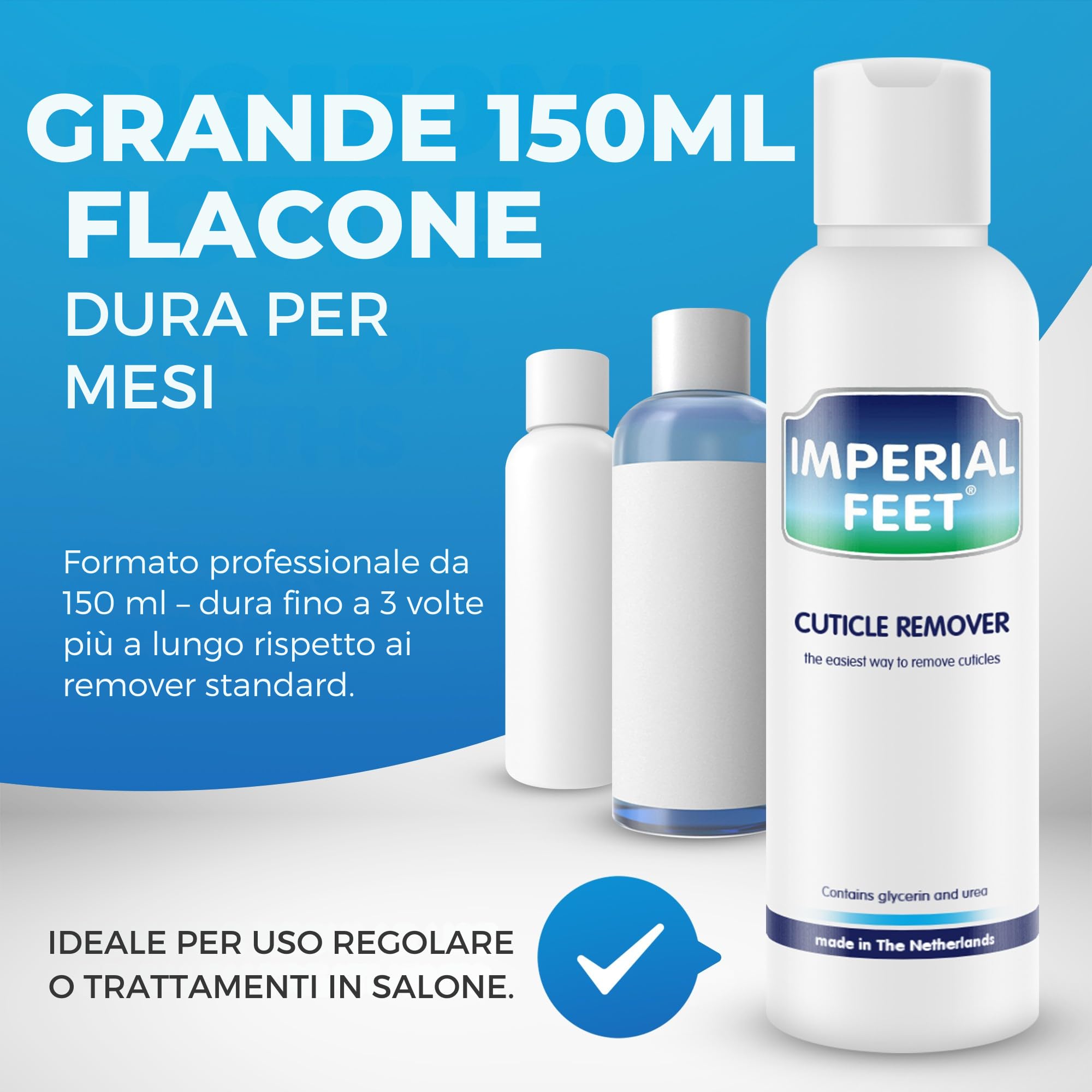Imperial Feet Rimuovi Cuticole Liquido-150ml Formula Professionale | Rimozione Istantanea della Cuticola con Glicerina e Urea-Detergente per Unghie che Ammorbidisce e Scioglie le Cuticole in Eccesso